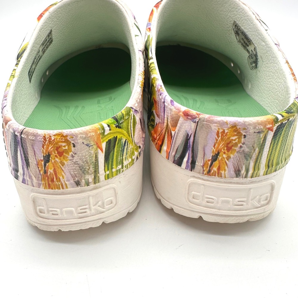 Dansko Kane Tropical Floral Eva Open Back Clogs Women White Multi Mules 37/6.5/7 - Picture 6 of 10
